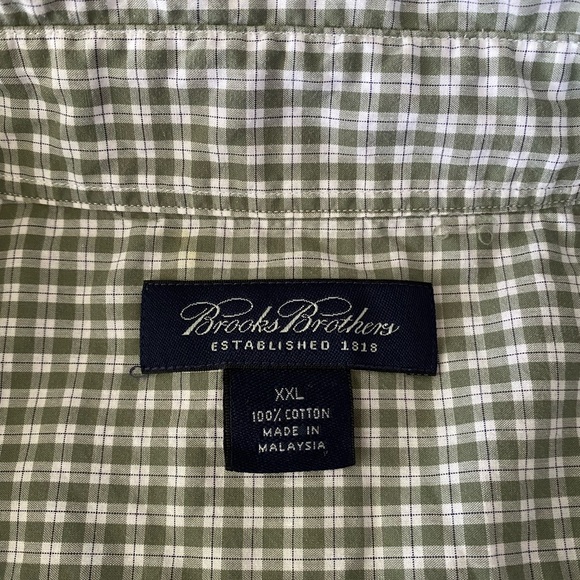 Brooks Brothers Plaid Men's Button Down Shirt Size XXL Green/White Long Sleeve - Picture 9 of 10